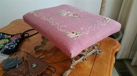detail of footstool - cast iron base