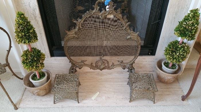 very cool fireplace screen - likely for a coal fire