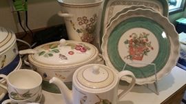 tart pans, tea pots, vase, covered server / soup tureen with ladle