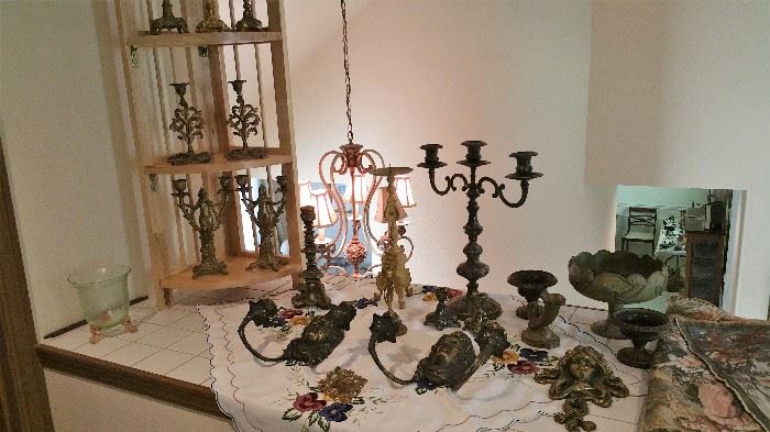 collection of art nouveau candlesticks