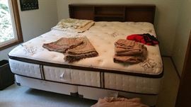 King Stearns and Foster memory foam mattress and boxsprings, bookcase headboard - bedspreads