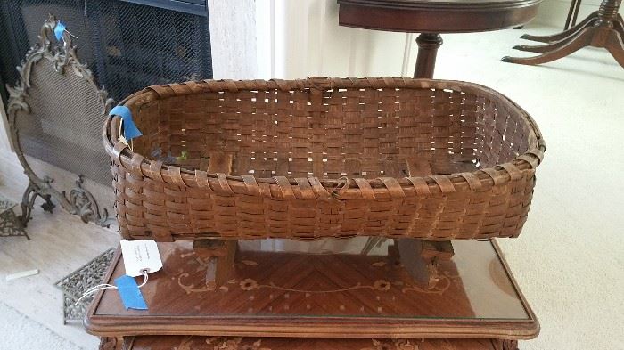 Vermont child's basket cradle