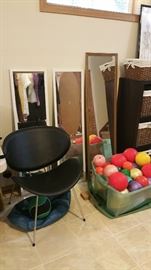mirrors - mid century style fitness chair - small fitness balls