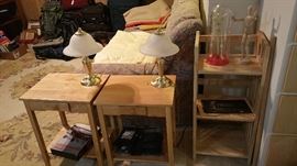 birch side stands, lamps, folding shelf