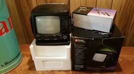 portable black and white travel TV.  wow, talk about old school....