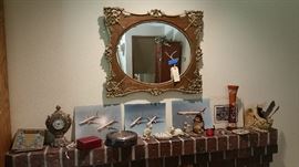 antique framed mirror - boeing phtos - misc