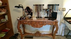 and yet another -- faux antique table with marble top is for sale