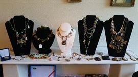 peking glass - "fruit salad" glass necklaces and earring - Murano glass bead necklaces - cameos