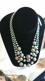 triple strand Murano bead necklace