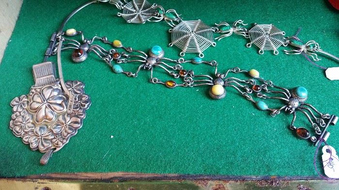 sterling 'spider' bracelet, necklace