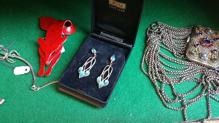 Lea Stein fox pin, Ortak earrings, amazing choker necklace