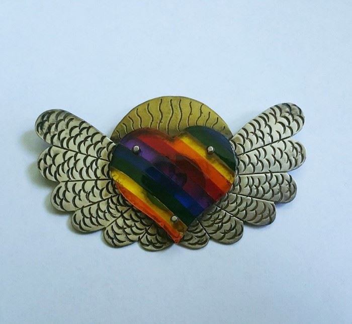 Thomas Mann rainbow pin in bronze and sterling