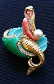 Hattie Carnegie mermaid pin.  Unsigned