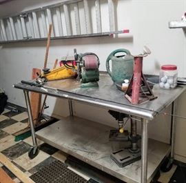 Rolling 5 ft Metal worktable with shelf