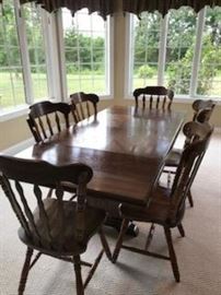 Oak table and six chairs