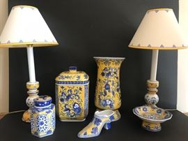 Yellow and white china