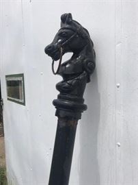 Close up of hitching post, total of three