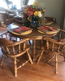 Dining table and four armchairs