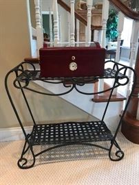 Metal table with humidor