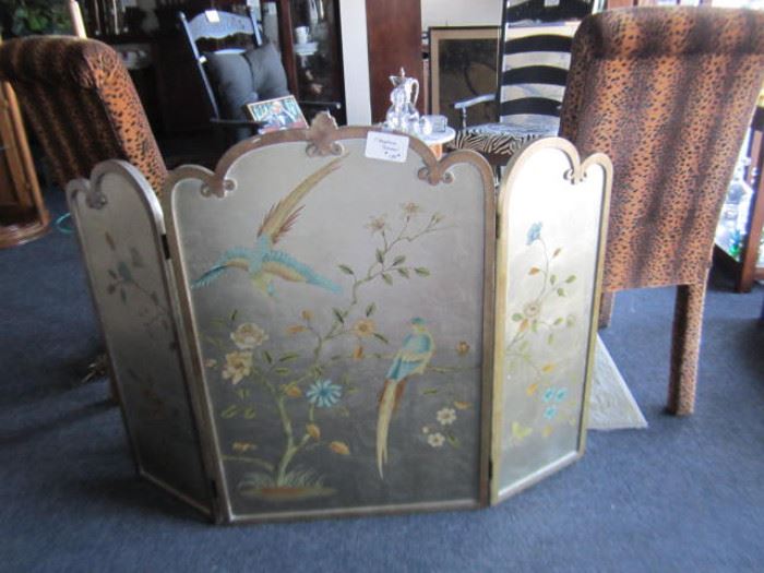 Hand painted fire place screen