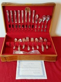 53 Pieces Marianne Silverplate Flatware:  http://www.ctonlineauctions.com/detail.asp?id=740425