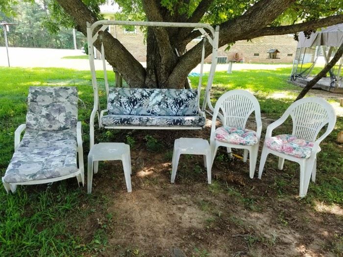 Metal Yard Swing, Chaise Lounge and More  http://www.ctonlineauctions.com/detail.asp?id=740920
