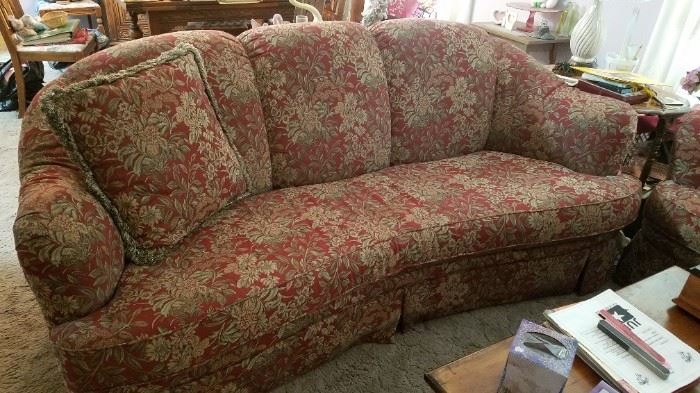 Rust/Red Floral Sofa by LaZBoy England