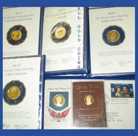 All Gold Coins with COAs and All Encased; there are a few more than pictured
