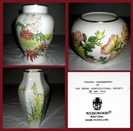 Beautiful Wedgwood Bone China Vases Privately Commissioned by the Royal Horticultural Society 