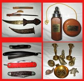 Fancy Knives, Wooden Executive Pacifiers and Yoyo and Cast Iron and Brass Items