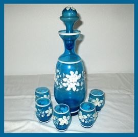 Hand Painted Bohemian Decanter set 