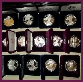 Loads of Fine Silver Eagle Dollars; There are Many More Coins available than pictured. 