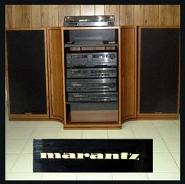 Marantz Stereo System with Cool Speakers Including Turn Table with a Very Nice Sound  
