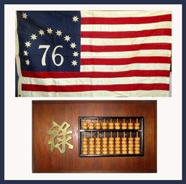 Nice Bicentennial Flag and Abacus Wall Plaque 