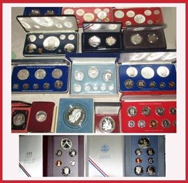 Small Sample of the HUGE Collection of Coins; many in Fine Silver and Sterling Silver. There are Many More Coins available than pictured. 