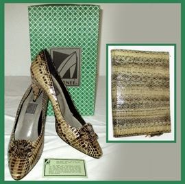 Vintage Renee Alligator Shoes and Matching Handbag with Original Box