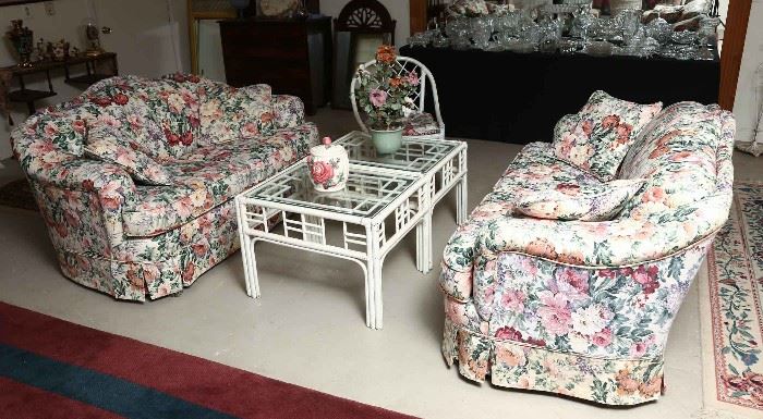 Adorable pair of floral loveseats, very comfortable.