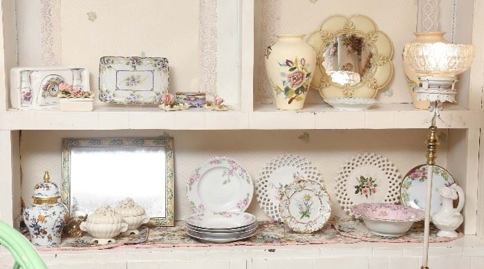 Partial collection of antique china.
