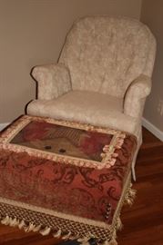 Chair and ottoman with Tasseled Cover