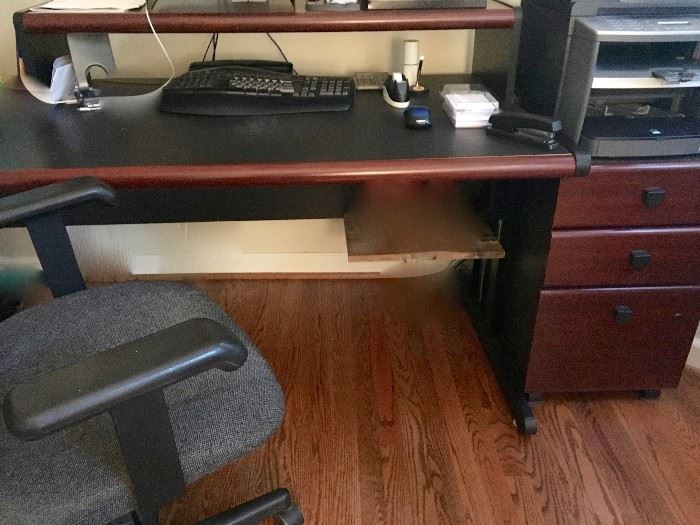Office Desk and Matching Rolling Drawer and Filing Cabinet