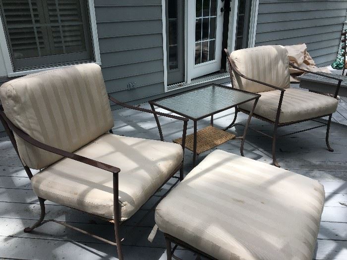 Pair of Patio Club Chairs and Side Table