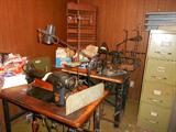 COMMERCIAL SEWING MACHINES AND EQUIPTO FILING CABINETS