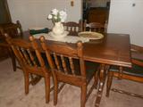 DINING TABLE 1/LEAF AND 6 CHAIRS