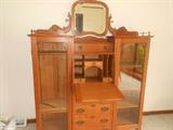 ANTIQUE OAK DOUBLE CHINA SECRETARY