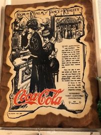 Cool decoupage of coca cola advertisement on wood 