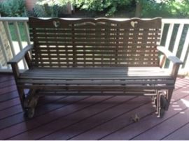 Wooden Glider Bench      https://ctbids.com/#!/description/share/33831