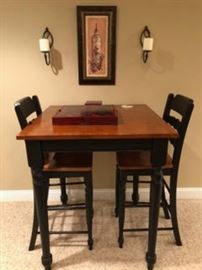 Table and 2 chairs  41" high table top 36 x 36