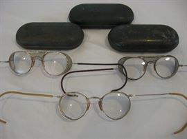 WWII steampunk glasses all have silver mesh side shields