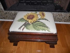 Cross stitched foot stool