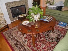 Henredon drop leaf coffee table with brass hinges